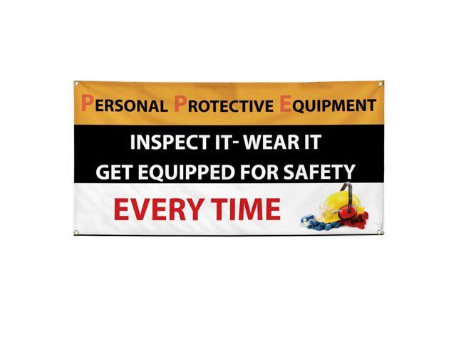 Vinyl Banner Multiple Sizes Personal Protective Equipment Safety Industrial & Craft Outdoor Weatherproof Industrial Yard Signs Black 10 Grommets.