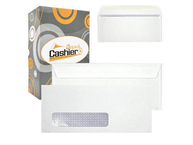 2500 Cashier Depot - #10 Business Envelopes with Left Window, Security - Tinted, 4 1/8 X 9 1/2, Gum Flap, Sturdy 24lb. White, 2500 Count