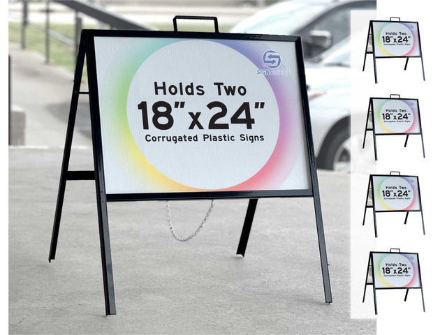 4-Pack of Top Handle Metal A-Frame sidewalk sign stands for 24'x18' Real Estate Signs