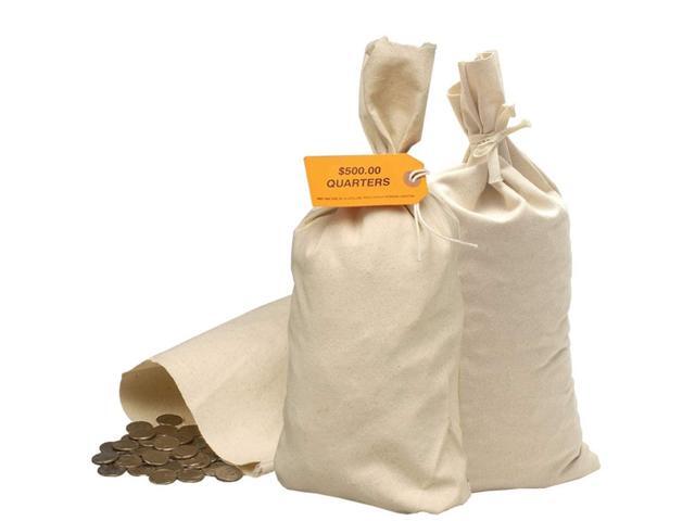 Currency Coin Money Bags 9W x 17.5H 100 Pack Flat Bottom Non-Imprinted Double Stitched Seams Transit Coins & Currency Coin Sack Bags