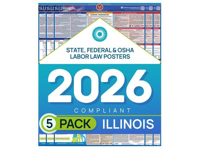 Illinois 2026 Labor Law Poster State & Federal Compliance OSHA, EEOC, FMLA, Minimum Wage Durable, Laminated & Waterproof Workplace Employment.