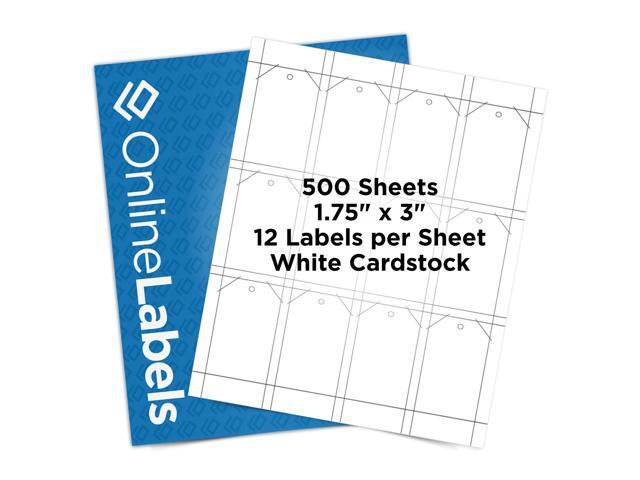 Printable Tags - 1.75 x 3 - Cardstock - Pack of 6,000, 500 Sheets - Inkjet/Laser Printer