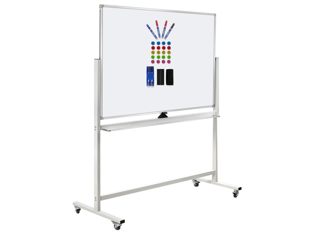 Mobile Whiteboard Magnet Dry Erase Board on Wheels Double-Sided Magnetic Portable Stand Whiteboard- 48'x36' Rolling White Boards with Easy Flip...