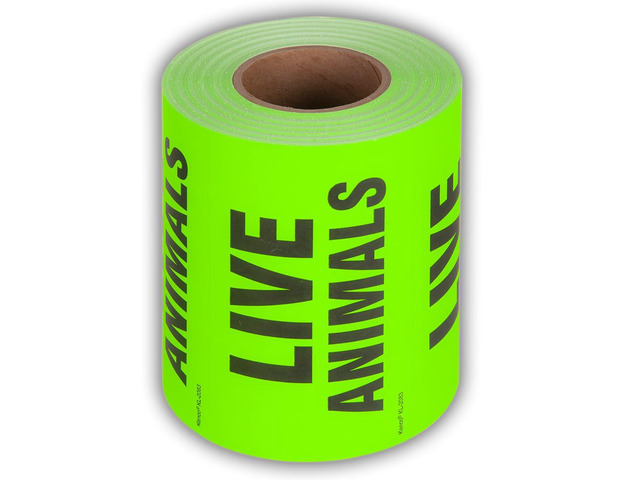 3' X 5' Live Animals Fluorescent Shipping Label Stickers for Shipping and Packing - 500 Adhesive Labels Per Roll (10 Pack)