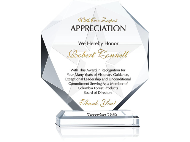 Custom Engraved Crystal Board of Director Appreciation Award Plaque, Unique Personalized Thank You and Farewell Gift for Board Member and...