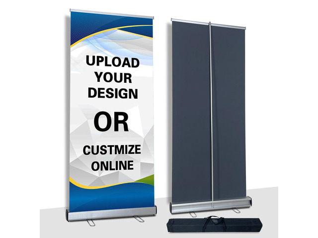 CUSTOM Retractable Banner Stand, Banners are made from curl-free fabric for trade shows, advertising, event displayswith Heavy Duty Frame and...