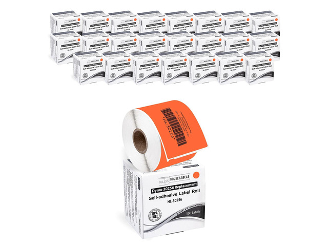 Compatible with Dymo 30256 Labels, Orange, 2-5/16' x 4' Shipping Labels; Compatible With Dymo LW 450, 4XL (Not 5**, 5XL), Rollo & Zebra; 24 Rolls...