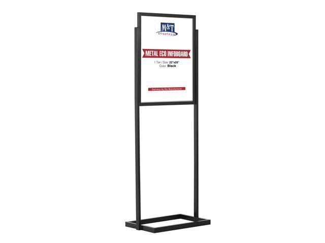 Metal Eco Info Board, Black 22x28 Inches Slide-In Poster Sign Holder 1 Tier Double Sided Floor Standing Pedestal Advertising Display with Backing...