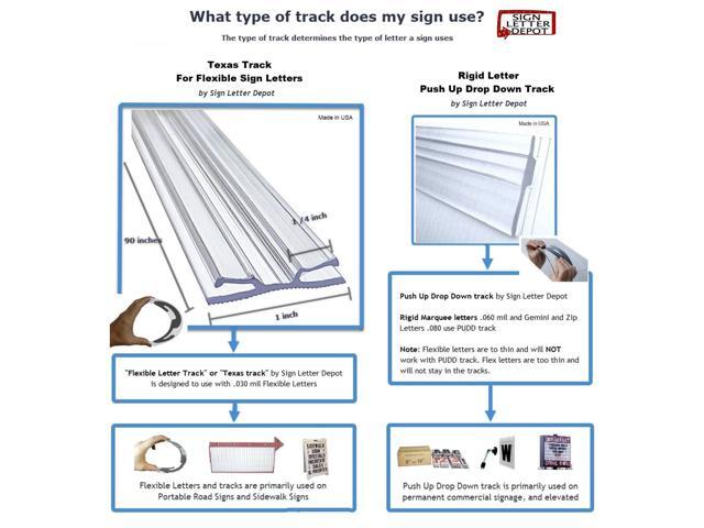 Set of 10 Flexible Letter Track - Polycarbonate, 1' H x 90' L, Transparent - Industrial Style, Promotional Signs 10 piece