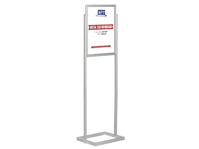 Metal Eco Info Board Silver 18x24 Inches Slide-in Poster Sign Holder 1 Tier Double Sided Floor Standing Pedestal Advertising Display with Backing...