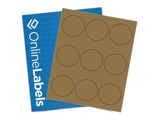 2.5 Inch Brown Kraft Round Labels - Pack of 2,250 Circle Stickers, 250 Sheets - Inkjet/Laser Printer