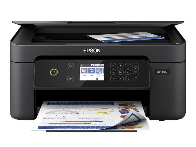 Expression Home XP-4105 Wireless All-in-One Color Inkjet Printer, Black - Print Copy Scan - 10.0 ppm, 5760 x 1440 dpi, 2.4' LCD, Auto 2-Sided...