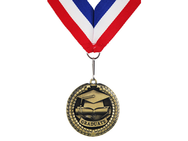 Graduation Medallion, Graduation Award Medal with Neck Ribbon, Copper (Zinc Alloy)