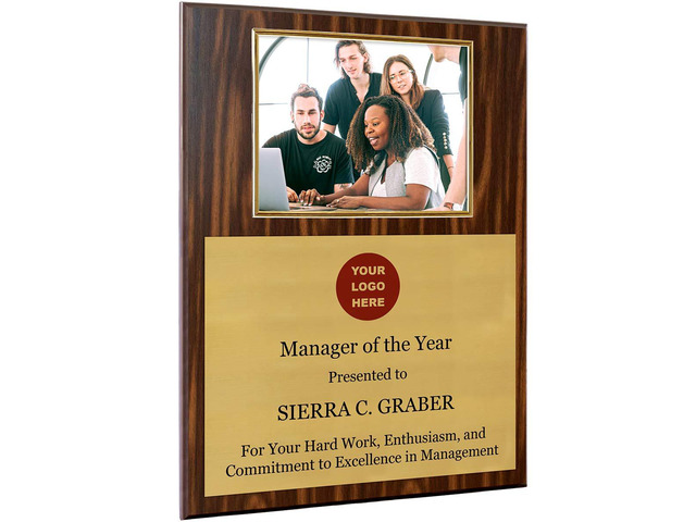 Personalized Photo Plaque Add Your Custom Text and Artwork Comes w/a Silver or Gold Frame - Great for Manager on Duty Employee of the Month or...