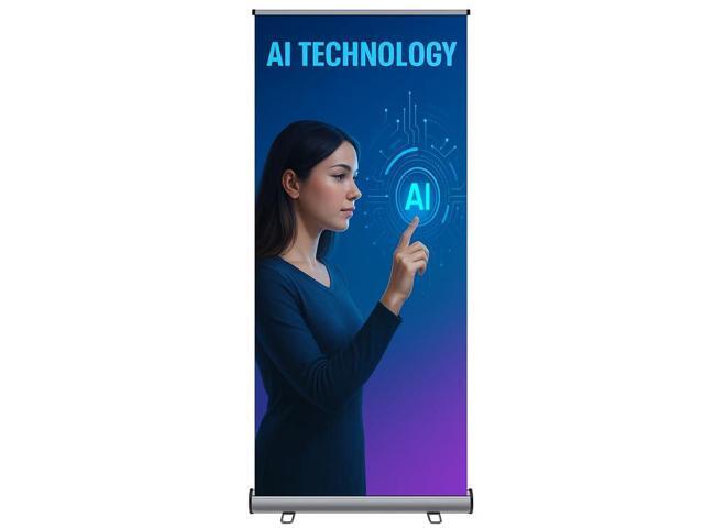 Retractable Banner Stand 33.5'x80' Lightweight Plastic Base Roll Up Display with Carry Bag Quick Setup Portable Stand for Trade Shows, Events &...