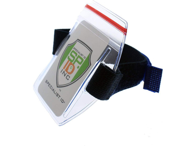 Bulk 25 Pack - Heavy Duty Water Resistant Armband ID Badge Holder with Resealable Red Zip & Rugged Adjustable Arm Band (Perfect Arm Ski Pass Holder...
