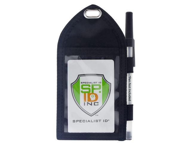 Bulk 25 Pack - Heavy Duty Badge Wallet with Pen Loop Holder - Double Pocket Key Card Holder - Clear Front Display Window - Secure Back Pouch for.