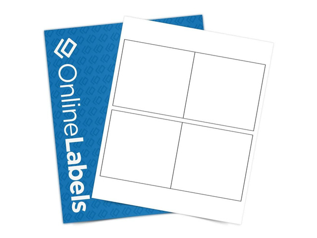 OnlineLabels 4' x 4' Square Labels - Permanent Adhesive, White Matte - Great for Product Labels, Organization, Jars, & More - for Inkjet & Laser...
