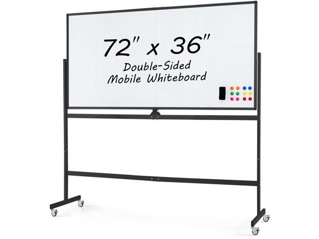 Rolling Whiteboard, 72' x 36' Large Double-Sided Dry Erase Board Aluminum Alloy Frame, 1 Eraser, 6 Markers and 12 Magnets, Mobile White Board on.