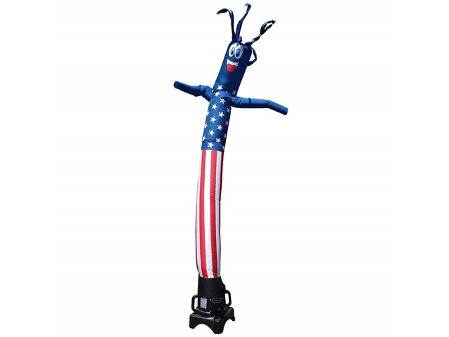 American Flag USA 6' Foot Tall Inflatable Tube Man Air Powered Waving Puppet, Air Blower Motor Included Dancer by Feather Flag Nation (American, 6 FT)