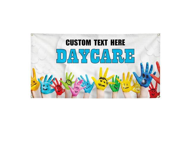 Custom Vinyl Banner Multiple Sizes Daycare #1 Outdoor Advertising Printing P1 Daycare Signs Outdoor Weatherproof Industrial Yard Signs 10 Grommets.