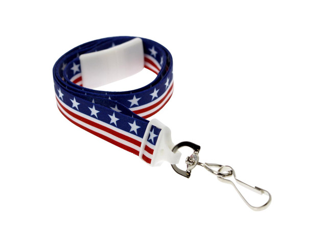 Bulk 100 Pack - American Flag Lanyard for ID Badges & Keys - Patriotic USA Lanyards for Fourth of July Supplies - Red White & Blue Stars & Stripes...