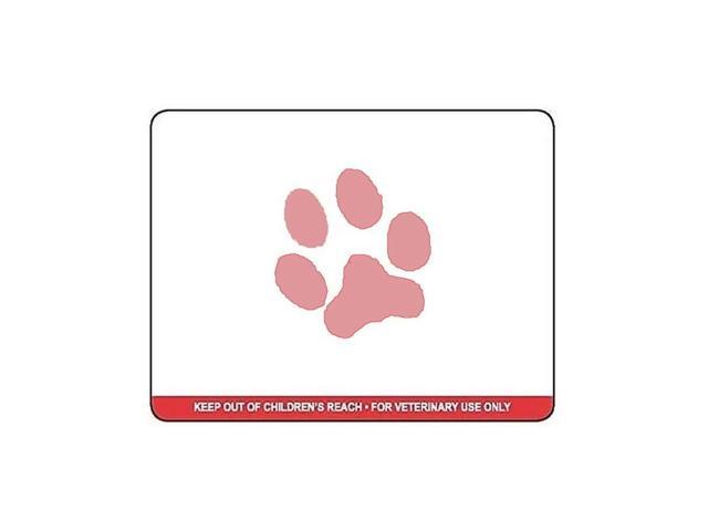 Veterinary Prescription Labels with Paw Print & Warning, 24 Rolls, 2-1/8' x 2-3/4', 400 per roll, (24, Red)