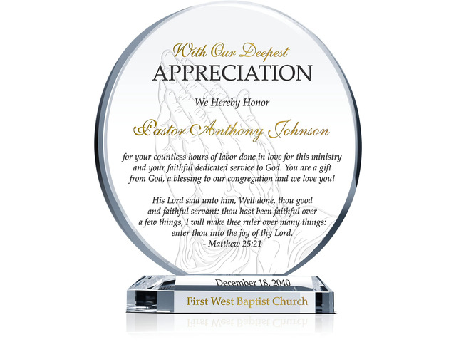 Custom Pastor Appreciation Plaque Personalized Retirement & Thank You Gift for Minister, Clergy, Church Leader or Staff (XL - 10')