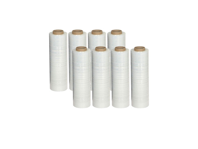 Primepack Heavy Duty Stretch Wrap Clear Plastic Shrink Wrap for Moving and Pallet Wrapping 80 Gauge Thick 18' x1500 Roll (8 Pack)