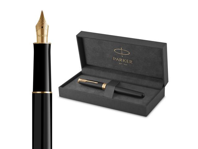 Sonnet Fountain Pen, Matte Black Lacquer with Gold Trim, Medium Nib, Premium Gift Box, Ideal for Gifting