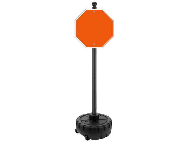 Portable Sign Post and Base Kit, 5 FT/60 Inch Heavy Duty Sign Stand with Wheeled Fillable Base, Movable Outdoor Sign Holder for Parking, Traffic,...