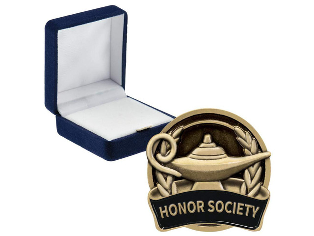 Scholastic Honor Society Pins, Scholastic Honor Society Pin with Blue Velvet Presentation Case, Prime
