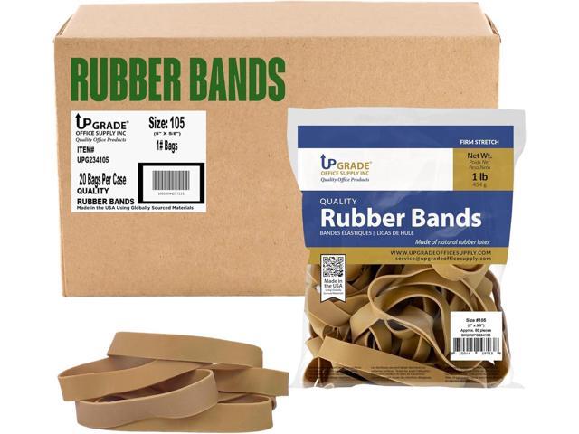 Upgrade Office Supply Rubber Bands, Size 105, 5 x 5/8 in, 20 Pack 1,200 Count, Bulk Case, Wide 5/8 in, Strong Bundling