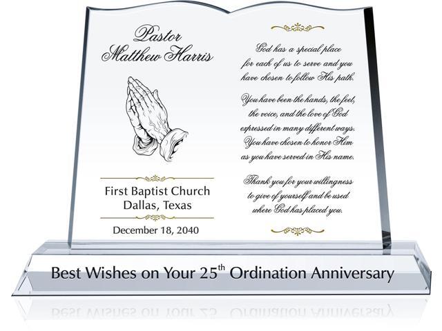 Personalized Crystal Bible Shape Pastor Appreciation Gift Plaque, Customized with Pastor & Church Name, Unique Appreciation for Pastor, Minister,.