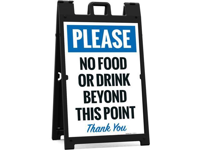 Please No Food Or Drink Beyond This Point Thank You Sidewalk Sign Kit, 24x36 Inches, With A Frame Stand, Made in USA by