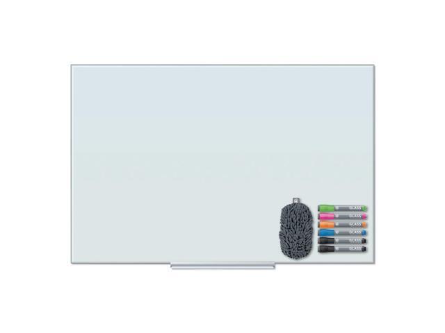 Floating Glass Dry Erase Board, Office Supplies, White, with Eraser, Markers, 18 Tray, 4mm, 36 x 48'
