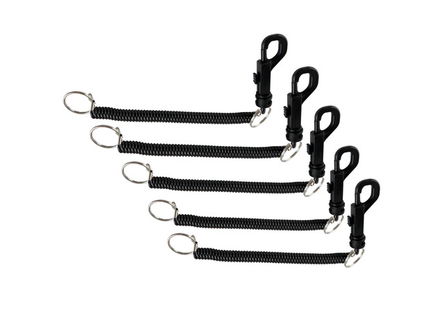 Bulk 100 Pack Bungee Coil Cords - Elastic Stretchy Elastic Swipe Badge & Key Chain Ring Casino Card Clip Leash Lanyards - for Light Duty Use (Black)