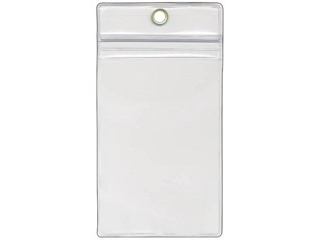 StoreSMART - 100 Pack - ID/Badge Holder - Zipper and Metal Grommet - Clear Plastic - Open Short Vertical - R3578ZIPS-100