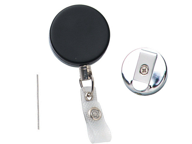 Bulk 25 Pack - Heavy Duty Badge Reel with Metal Cord and Belt Clip - All Metal Retractable I'd, Key Holder with Steel Wire Cable - Black & Chrome...