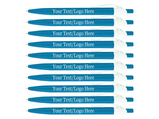 Personalized Pens With your Custom Logo or Text-500 Pack Bulk-for Businesses, Parties, and Events, Custom Printed Ballpoint Click Pens, Teal Barrel...