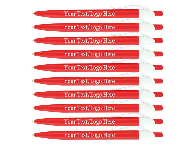 Personalized Pens With your Custom Logo or Text-500 Pack Bulk-for Businesses, Parties, and Events, Custom Printed Ballpoint Click Pens, Red Barrel...