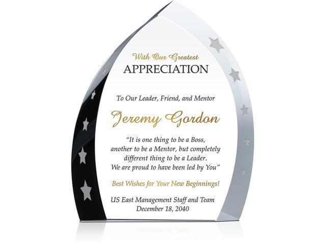 Custom Crystal Boss Appreciation Award Plaque for Man and Woman, Personalized with Boss Name and Personal Message, Unique Appreciation, Promotion,...