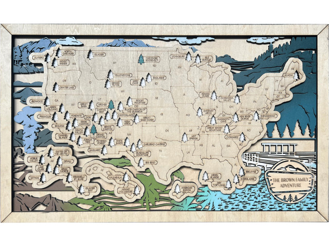 Wooden US National Parks Map Wall Art, National Park Checklist Wall Decor, Birthday Gifts for Boys,Traveler Gifts for Dad, Men, Women, Husband,...