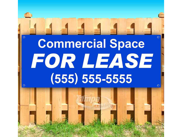 Commercial Space for Lease Banner 13 oz Non-Fabric Heavy-Duty Vinyl Single-Sided with Metal Grommets