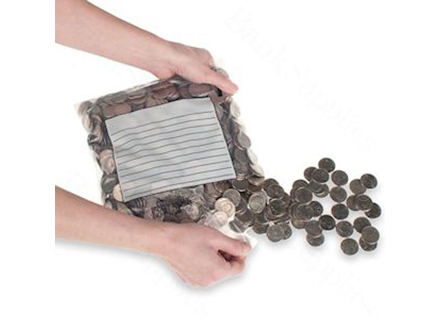 Self Seal Coin Bags 9 1/2W x 9H Tamper Resistant Clear Coin Bags 1000 Pack