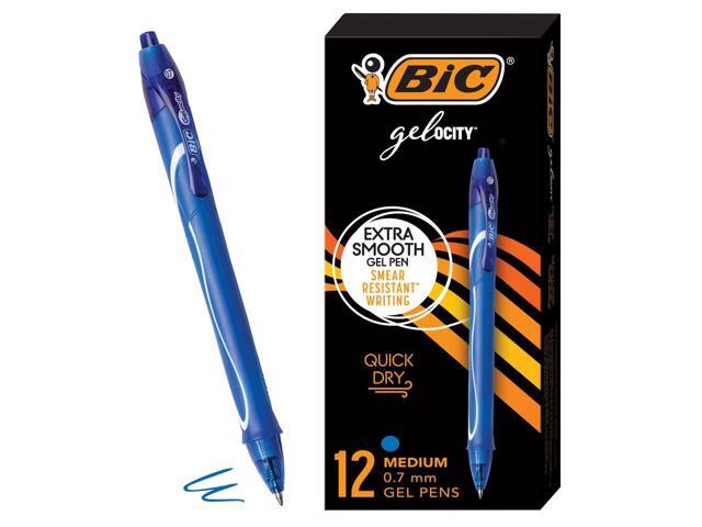 Gelocity Quick Dry Blue Gel Pens, Medium Point (0.7mm), 12-Count Pack, Retractable Gel Pens With Comfortable Full Grip