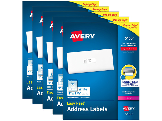 Easy Peel Printable Address Labels with Sure Feed, 1' x 2-5/8' Customizable Stickers, White, 15,000 Blank Mailing Labels, Great for Mailing,...