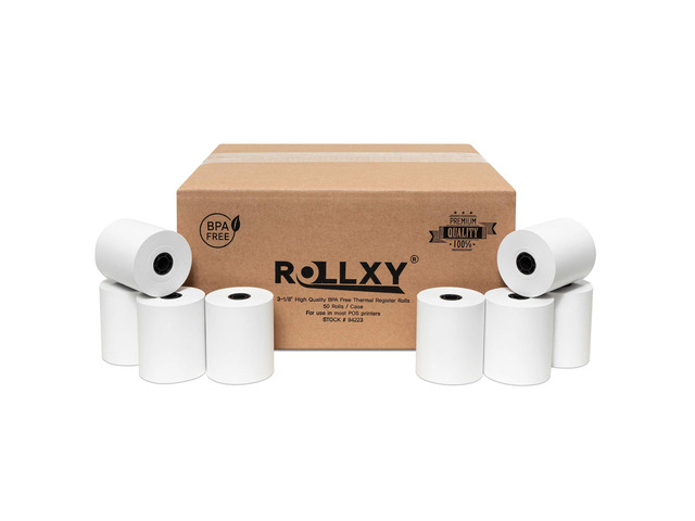 3 1/8 x 230 Thermal Paper Receipt Rolls (50 GSM - Solid Core) Fits All POS Cash Registers Printers, Clover Square Stations, Star Micronics SCP700,...