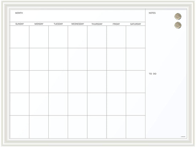 Magnetic Dry Erase White Board Calendar for Wall, Whiteboard 40x30 40 x 30 in. Large monthly grid on magnetic painted steel. Hangs either way....