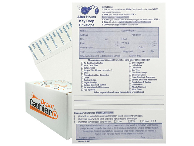 800 Cashier Depot - After Hours Key Drop Envelopes AH69W, 6' x 9', White 28lb Paper, Open End, Peel & Seal, Night Drop Service Envelopes for Auto...